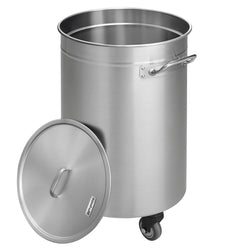 Pojemnik na śmieci z pokrywą, kółkami i uchwytami – 50 l – stal nierdzewna