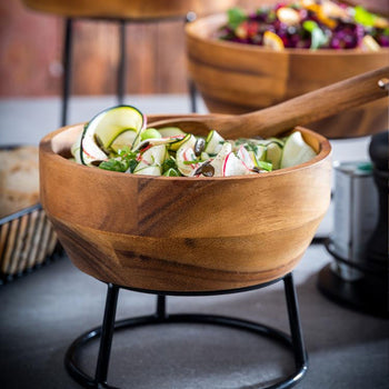 (6 sztuk) Miska - AKACJA - drewno akacjowe - 1,8 litra - Ø 210 mm - brązowa - Prime Gastro