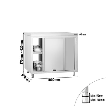 Szafka robocza ze stali nierdzewnej PREMIUM - z drzwiami po obu stronach - 1,0 m - Prime Gastro
