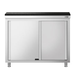 Szafka robocza ze stali nierdzewnej PREMIUM – 1200 x 700 mm – z okienkiem podawczym – wraz z blatem granitowym