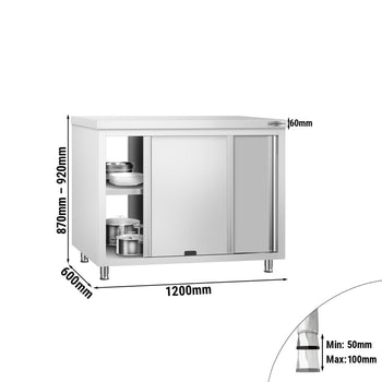 Szafka robocza ze stali nierdzewnej PREMIUM - z drzwiami po obu stronach - 1,2 m - Prime Gastro