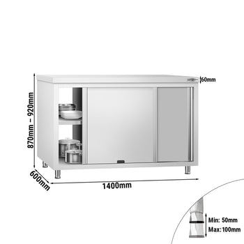 Szafka robocza ze stali nierdzewnej PREMIUM - z drzwiami po obu stronach	- 1,4 m - Prime Gastro