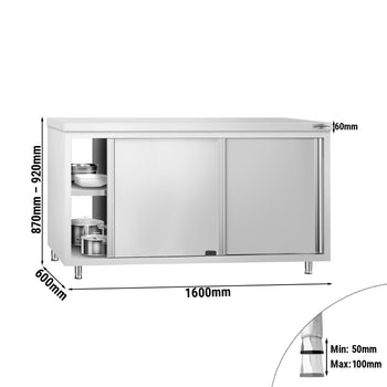 Szafka robocza ze stali nierdzewnej PREMIUM - z drzwiami po obu stronach	- 1,6 m - Prime Gastro