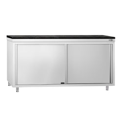 Szafka robocza ze stali nierdzewnej PREMIUM – 1800 x 700 mm – z okienkiem – wraz z blatem granitowym
