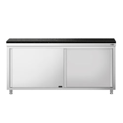 Szafka robocza ze stali nierdzewnej PREMIUM – 1800 x 700 mm – z okienkiem – wraz z blatem granitowym