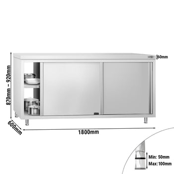 Szafka robocza ze stali nierdzewnej PREMIUM - z drzwiami po obu stronach - 1,8 m - Prime Gastro
