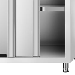 Szafka robocza ze stali nierdzewnej PREMIUM – 1000 x 600 mm – z okienkiem – wraz z blatem granitowym