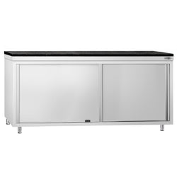 Szafka robocza ze stali nierdzewnej PREMIUM – 2000 x 700 mm – z okienkiem – wraz z blatem granitowym