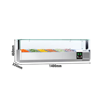 Witryna chłodnicza nadstawna PREMIUM z oświetleniem LED - 1400x335mm - 6x GN 1/4 - Prime Gastro