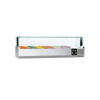 Witryna chłodnicza nadstawna PREMIUM z oświetleniem LED - 1400x335mm - 6x GN 1/4 - Prime Gastro