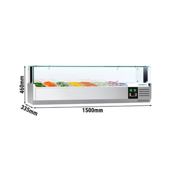 Nadstawna witryna chłodnicza PREMIUM z oświetleniem LED - 1500x335mm - 7x GN 1/4 - Prime Gastro