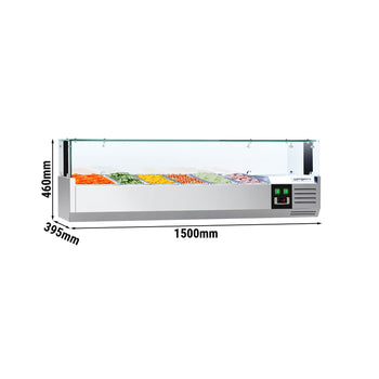 Nadstawna witryna chłodnicza PREMIUM z oświetleniem LED - 1500x395mm - 5x GN 1/3 + 1x GN 1/2 - Prime Gastro