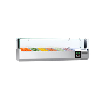 Nadstawna witryna chłodnicza PREMIUM z oświetleniem LED - 1500x395mm - 5x GN 1/3 + 1x GN 1/2 - Prime Gastro