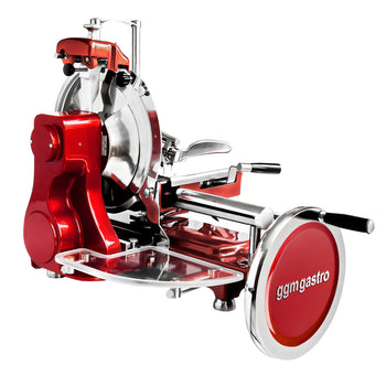 Maszyna z kołem zamachowym - Ostrze: Ø 300 mm - Czerwony - włącznie z ramą podstawy - Prime Gastro