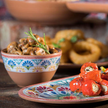 (6 sztuk) Miska - ARABESQUE - Melamina - 0,8 litra - Ø 155 mm - Terakota/Niebieski - Prime Gastro