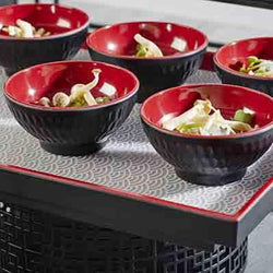 (6 sztuk) Miska - ASIA PLUS - Melamina - 0,60 litra - Ø 160 mm - Czarny/Czerwony