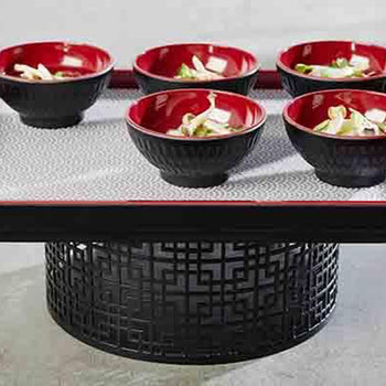 (6 sztuk) Miska - ASIA PLUS - melamina - 0,13 litra - Ø 95 mm - czarno-czerwona - Prime Gastro