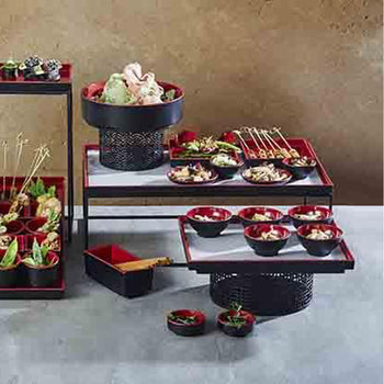 (6 sztuk) Miska - ASIA PLUS - melamina - 0,35 litra - Ø 130 mm - czarno-czerwona - Prime Gastro