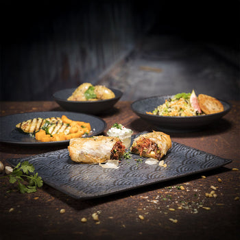 (6 sztuk) Taca GN 2/4 - DARK WAVE - melamina -, wysokość: 20 mm - Prime Gastro