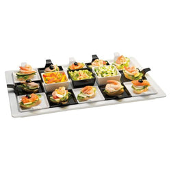 (24 sztuki) Talerzyki na przekąski - FLYING BUFFET - melamina - 120 x 95 mm - z uchwytem do przenoszenia