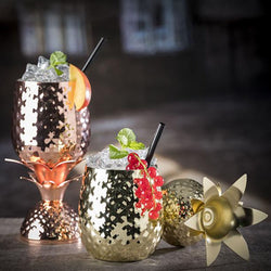 (6 sztuk) Kubki - PINEAPPLE - 500 ml - złote - z pokrywką