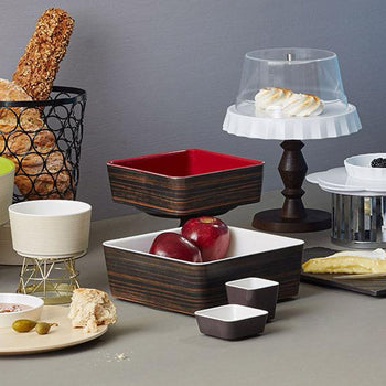 (6 sztuk) Miska - UNIVERSAL - Melamina - 1,5 litra - Kwadratowa - Brązowa - Prime Gastro