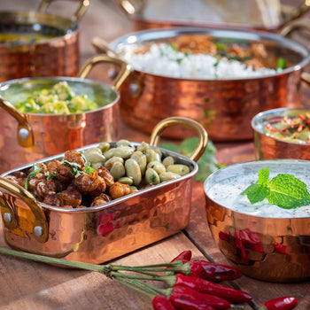 (6 sztuk) Naczynia do serwowania - MUMBAI - nierdzewna stal - 0,7 litra - Ø 160 mm - miedź - Prime Gastro