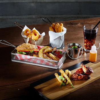 (6 sztuk) Koszyk do serwowania frytek - SNACKHOLDER - stal nierdzewna - 215 x 105 mm - srebrny - Prime Gastro