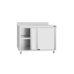 Szafka robocza ze stali nierdzewnej ECO - 1000x600mm - z drzwiami suwanymi, z rantem