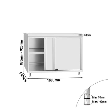 Szafka robocza ze stali nierdzewnej ECO - 1000x600mm - z drzwiami przesuwnymi - Prime Gastro