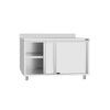 Stainless Steel Floor Cupboard ECO - 1400x700mm - with Sliding Doors & Upstand