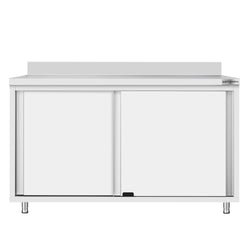 Stainless Steel Floor Cupboard ECO - 1400x600mm - with Sliding Doors & Upstand