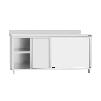 Szafka robocza ze stali nierdzewnej ECO - 1800x700 mm - z przesuwanymi drzwiami i panelem tylnym - Prime Gastro