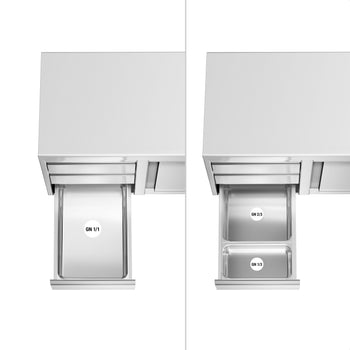 Szafka gastronomiczna robocza ze stali nierdzewnej ECO - 1800x700 mm - z 3 szufladami po lewej stronie i panelem tylnym - Prime Gastro