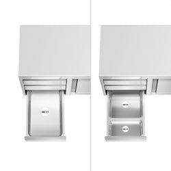 Stainless Steel Floor Cupboard PREMIUM - 2000x700mm - with Sliding Doors - with 3 Drawers left & Upstand