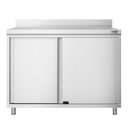 Stainless Steel Floor Cupboard PREMIUM - 1000x600mm - with Sliding Doors & Upstand