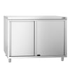 Szafka robocza PREMIUM – stal nierdzewna – 1000 x 700 mm – z drzwiami przesuwnymi