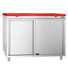 Stainless Steel Floor Cupboard PREMIUM - 1000x700mm - with Sliding Doors - incl. Chopping Board Red