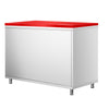 Stainless Steel Floor Cupboard PREMIUM - 1000x700mm - with Sliding Doors - incl. Chopping Board Red