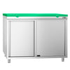 Stainless Steel Floor Cupboard PREMIUM - 1000x700mm - with Sliding Doors - incl. Chopping Board Green