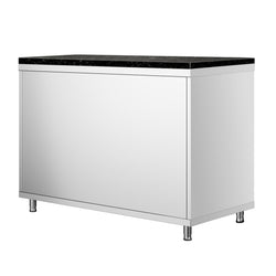 Szafka robocza ze stali nierdzewnej PREMIUM – 1000 x 700 mm – z drzwiami przesuwnymi – wraz z blatem granitowym