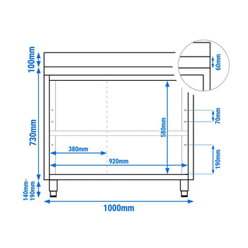 Szafka robocza ze stali nierdzewnej ECO - 1000x700 mm - z przesuwanymi drzwiami i panelem tylnym - Prime Gastro
