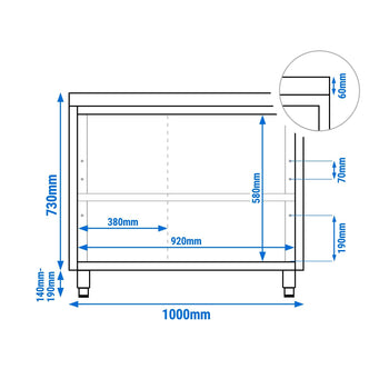 Szafka robocza ze stali nierdzewnej ECO - 1000x700 mm - z drzwiami przesuwnymi - Prime Gastro