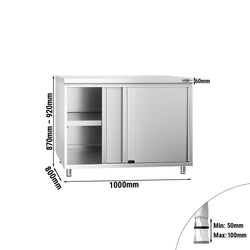 Stainless Steel Floor Cupboard PREMIUM - 1000x800mm - with Sliding Doors
