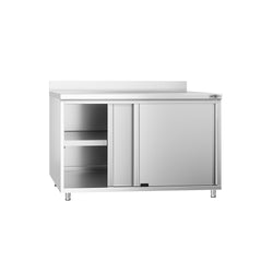 Stainless Steel Floor Cupboard PREMIUM - 1200x600mm - with Sliding Doors & Upstand