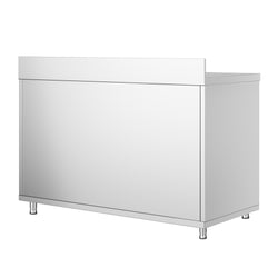 Szafka robocza ze stali nierdzewnej PREMIUM - 1200x700mm - z drzwiami suwanymi, z rantem