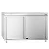 Stainless Steel Floor Cupboard PREMIUM - 1200x700mm - with Sliding Doors - incl. Chopping Board White