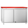Stainless Steel Floor Cupboard PREMIUM - 1200x700mm - with Sliding Doors - incl. Chopping Board Red