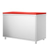 Stainless Steel Floor Cupboard PREMIUM - 1200x700mm - with Sliding Doors - incl. Chopping Board Red