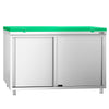 Stainless Steel Floor Cupboard PREMIUM - 1200x600mm - with Sliding Doors - incl. Chopping Board Green